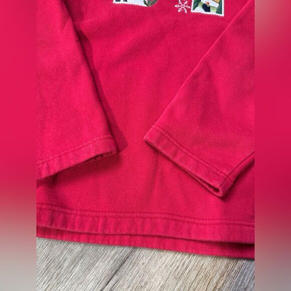 VTG BRECKENRIDGE Winter Snowman Quarter Zip Fleece Sweater Sweatshirt Red 1X - Picture 5 of 10